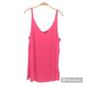 Torrid Neon Pink Double V Neck Strappy Chiffon Cami Tank 1X